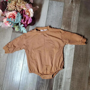 Colorful Childhood Baby Size 6-12m 100% Cotton Brown Espresso Baby Romper